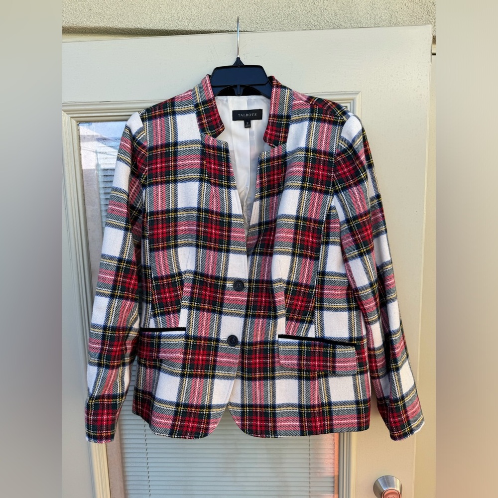Talbots tartan blazer